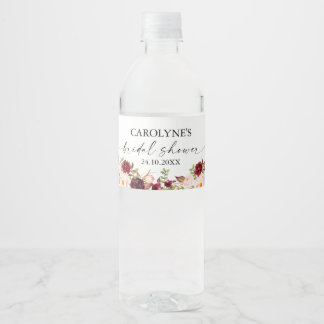 Fall in Love Pumpkin Floral Bridal Shower Waterfles Etiket