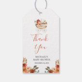 Fall In Love Pumpkin Stroller Floral Baby Shower Cadeaulabel (Achterkant)