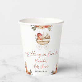 Fall In Love Pumpkin Stroller Floral Baby Shower Papieren Bekers