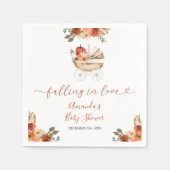 Fall In Love Pumpkin Stroller Floral Baby Shower Servet (Voorkant)