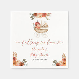 Fall In Love Pumpkin Stroller Floral Baby Shower Servet