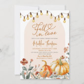 Fall in Love Pumpkin Wildflower Bridal Shower Kaart (Voorkant)