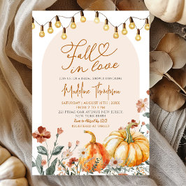 Fall in Love Pumpkin Wildflower Bridal Shower Kaart