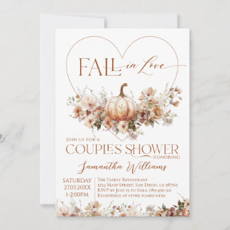 Fall in love Pumpkin Wildflower Couples Shower Kaart