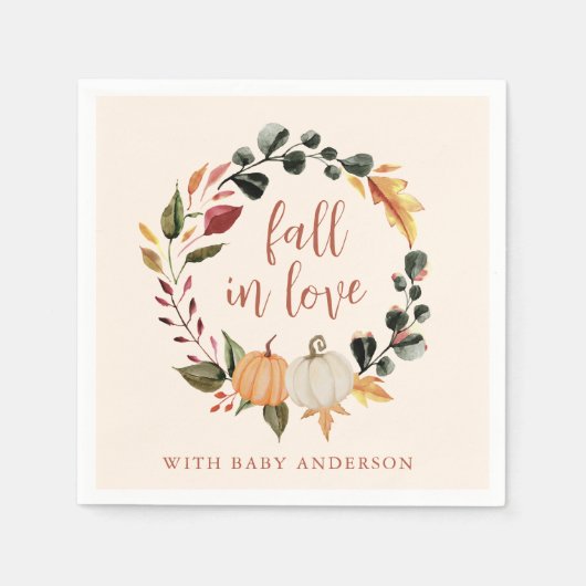Fall in Love Pumpkin Wreath Baby Shower Servet (Voorkant)