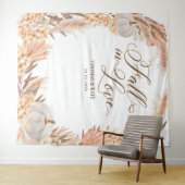 Fall in Love Pumpkins boho pampas trouwbanner Wandkleed (In Situ (horizontaal))