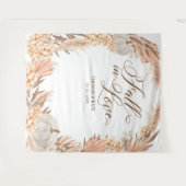 Fall in Love Pumpkins boho pampas trouwbanner Wandkleed (Voorkant (horizontaal))
