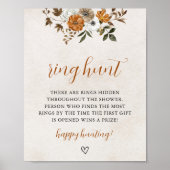 Fall in Love | Ring Hunt Bridal Shower Game Sign Poster (Voorkant)