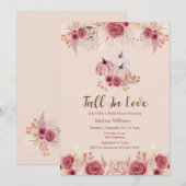 Fall In Love Roze Boho Bruiloft Feest Uitnodiging (Voorkant / Achterkant)