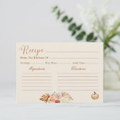 Fall In Love Rustic Terracotta Bridal Recipe Card Kaart (Staand voorkant)