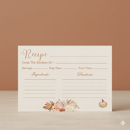 Fall In Love Rustic Terracotta Bridal Recipe Card Kaart