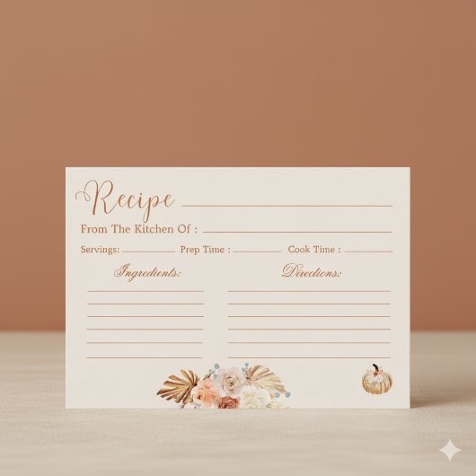 Fall In Love Rustic Terracotta Bridal Recipe Card Kaart