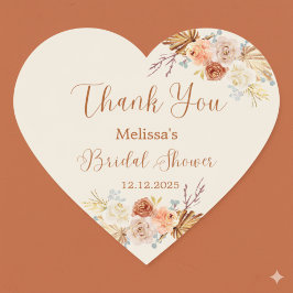 Fall In Love Rustic Terracotta Bridal Shower  Hart Sticker