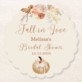 Fall In Love Rustic Terracotta Bridal Shower Kartonnen Onderzetters