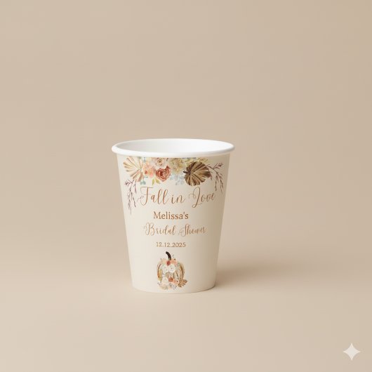 Fall In Love Rustic Terracotta Bridal Shower Papieren Bekers