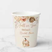 Fall In Love Rustic Terracotta Bridal Shower Papieren Bekers (Achterkant)