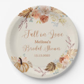 Fall In Love Rustic Terracotta Bridal Shower Papieren Bordje (Voorkant)