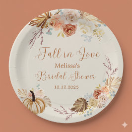 Fall In Love Rustic Terracotta Bridal Shower Papieren Bordje