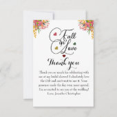 Fall in Love script Bloemen Bruiloftsborrel  Bedankkaart (Voorkant)