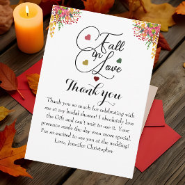 Fall in Love script Bloemen Bruiloftsborrel  Bedankkaart