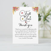 Fall in Love script Bloemige Bruidsboeket Shower  Bedankkaart (Staand voorkant)