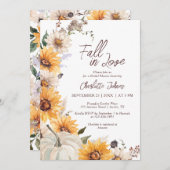 Fall In Love Sunflower Rustic Daisy  Bridal Shower Kaart (Voorkant / Achterkant)