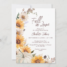 Fall In Love Sunflower Rustic Daisy  Bridal Shower Kaart