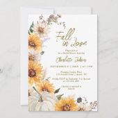 Fall In Love Sunflowers Pumpkin Boho Bridal Shower Kaart (Voorkant)