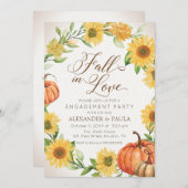 Fall in Love Sunflowers & Pumpkins fall engagement Kaart (Voorkant / Achterkant)