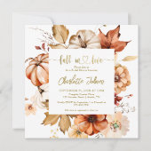 Fall In Love  Terracotta Gold Floral Bridal Shower Kaart (Voorkant)
