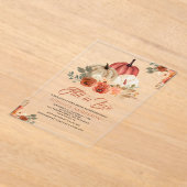 Fall in Love Terracotta Rust Pumpkin Bridal Shower Acryl Uitnodigingen (Laagn)