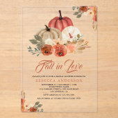 Fall in Love Terracotta Rust Pumpkin Bridal Shower Acryl Uitnodigingen (Voorkant)
