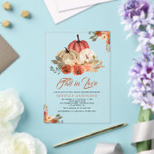 Fall in Love Terracotta Rust Pumpkin Bridal Shower Acryl Uitnodigingen (Insitu (Huwelijk))