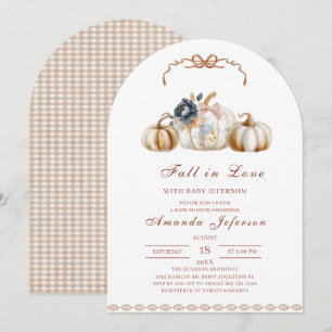 Fall in Love Watercolor Baby Shower  Kaart
