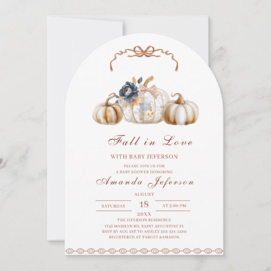 Fall in Love Watercolor Baby Shower  Kaart (Voorkant)
