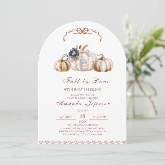 Fall in Love Watercolor Baby Shower  Kaart (Staand voorkant)