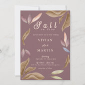 Fall In Love Watercolor Bladeren Bruiloft Kaart (Voorkant)