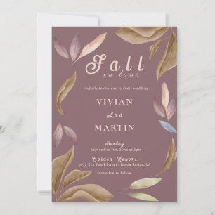 Fall In Love Watercolor Bladeren Bruiloft Kaart