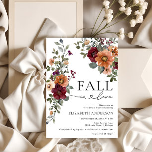 Fall in Love Watercolor Bloemen Bruidsdouche Kaart