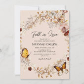 Fall in Love Wildflower Bridal Shower Invitation Kaart (Voorkant)