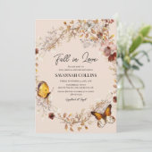 Fall in Love Wildflower Bridal Shower Invitation Kaart (Staand voorkant)