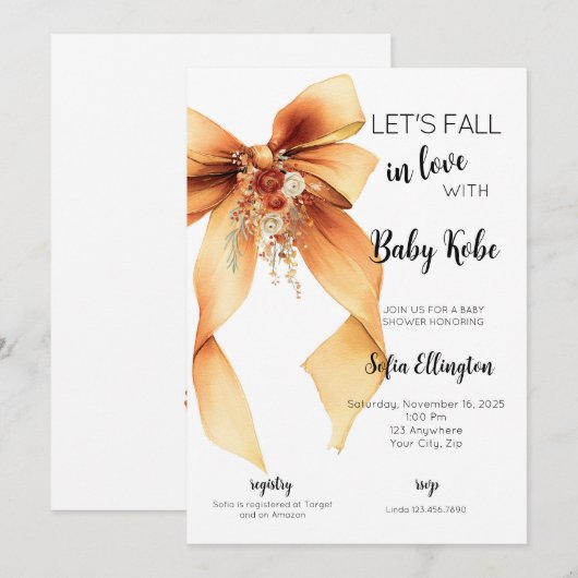 Fall in Love with Baby Shower Invitation Kaart (Voorkant / Achterkant)