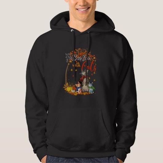 Fall In Love With Cats Autumn Leaves Thanksgiving Hoodie (Voorkant)