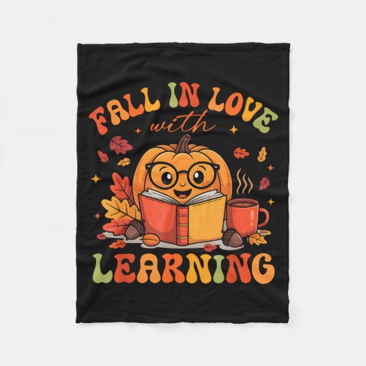 Fall In Love With Learning Autum Thanksgiving Teac Fleece Deken (Voorkant)