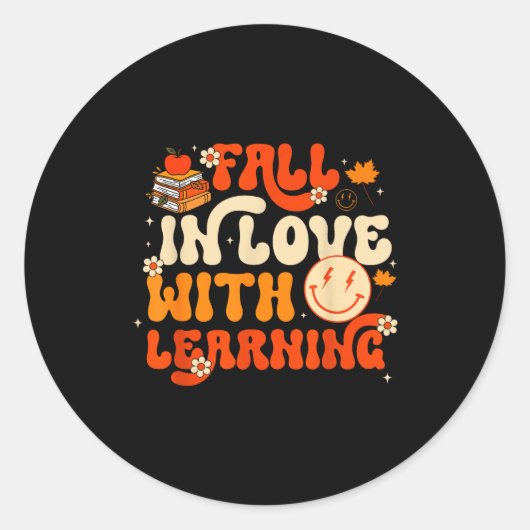 Fall In Love With Learning Autum Thanksgiving Teac Ronde Sticker (Voorkant)