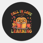Fall In Love With Learning Autum Thanksgiving Teac Ronde Sticker (Voorkant)
