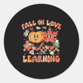 Fall In Love With Learning Autumn Fall Pumpkins An Ronde Sticker (Voorkant)