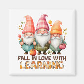 Fall in Love with Learning – Autumn Gnome Trio Magneet (Voorkant)