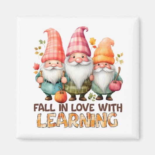 Fall in Love with Learning – Autumn Gnome Trio Magneet (Voorkant)