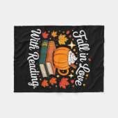 Fall In Love With Reading Autumn Pumpkin Mug Book Fleece Deken (Voorkant (Horizontaal))